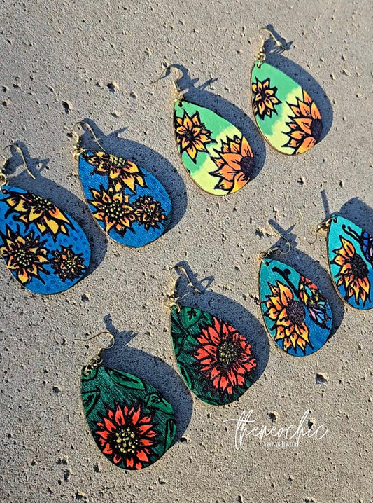 "Sunny Days" Sunflower Handpainted Earrings