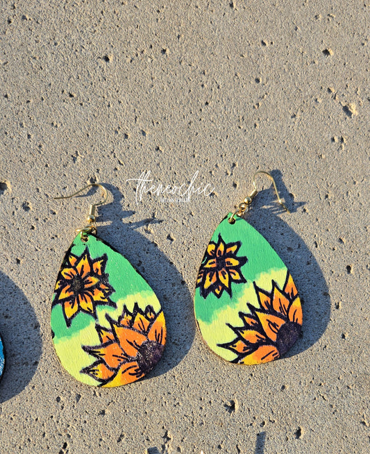 "Sunny Days" Sunflower Handpainted Earrings